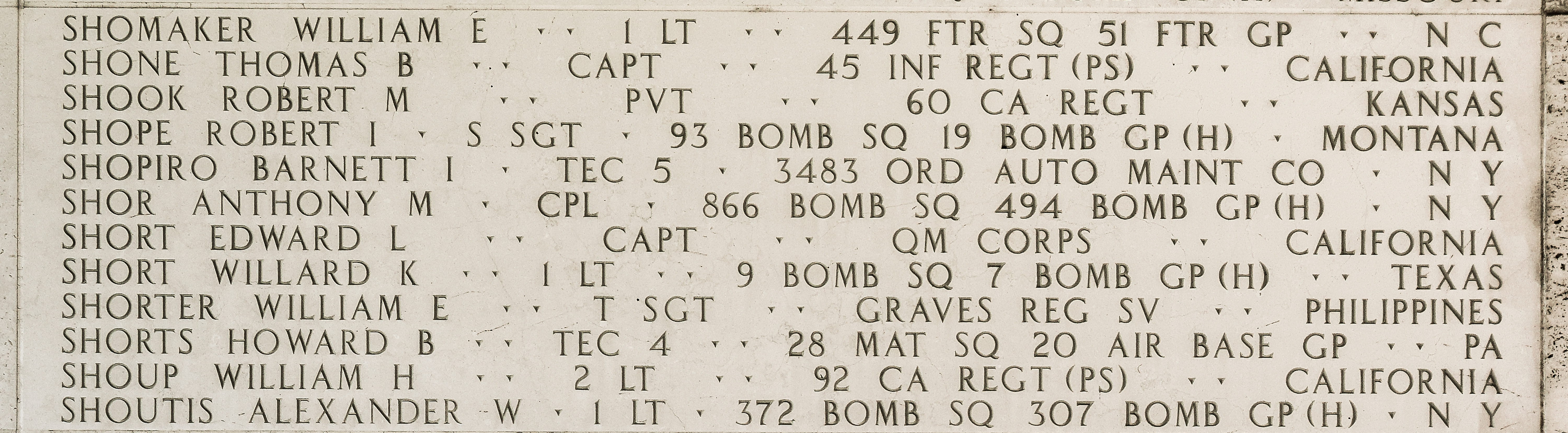 Willard K. Short, First Lieutenant